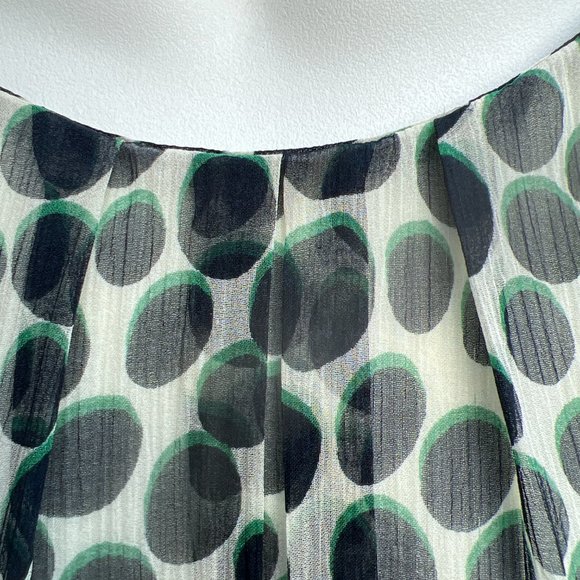 BCBGMaxAzria NWT Ruffle Sleeve Crew Neck Midi Polka Dot Dress Navy/Green Size L - Picture 4 of 12